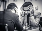 That’s the equivalent of hysterics in the chess world!: India’s Arjun Erigaisi and Hungary’s Peter Leko at the ongoing FIDE world cup in Goa. (Michal Walusza for FIDE)