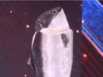 Leonora Lysglimt-Rødland was dressed like a Norewegian salmon in the Miss Universe prelims round.