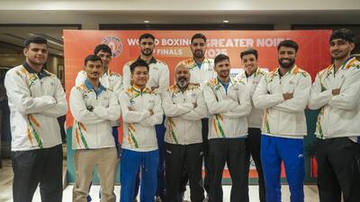 India’s men’s boxing team for the World Boxing Cup Finals. (PTI)