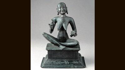 One of the poet’s upside down women: A sculpture of Karaikkal Ammaiyar, a sixth-century poet saint, who achieved her emaciated state after beseeching Shiva to free her from all her worldly encumbrances, including her famed beauty. He granted her wish, transforming her into a withered old woman, and she delighted in devoting her life to composing hymns in praise of her Lord. (Sepia Times/Universal Images Group via Getty Images) One of the poet’s upside down women: A sculpture of Karaikkal Ammaiyar, a sixth-century poet saint, who achieved her emaciated state after beseeching Shiva to free her from all her worldly encumbrances, including her famed beauty. He granted her wish, transforming her into a withered old woman, and she delighted in devoting her life to composing hymns in praise of her Lord. (Sepia Times/Universal Images Group via Getty Images)