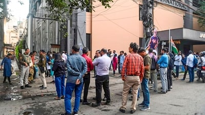 People evacuate buildings after tremors were felt due to an earthquake, in Kolkata on Friday morning. (PTI) People evacuate buildings after tremors were felt due to an earthquake, in Kolkata on Friday morning. (PTI)