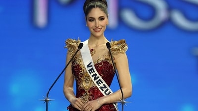 Miss Venezuela, Stephany Abasali, who secured the second runner-up title, stunned in a richly embellished crimson gown adorned with ornate gold detailing that sculpted her silhouette to perfection. The regal shoulder accents and her sleek, polished styling completed a look worthy of a queen. (REUTERS)