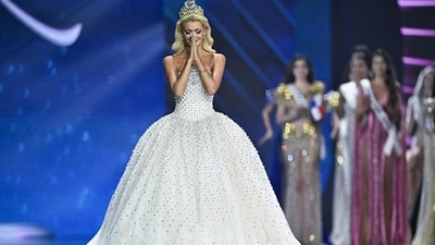 Miss Denmark, Victoria Kjær Theilvig - the reigning Miss Universe 2024 - graced the ceremony in a breathtaking pearl-studded ball gown crowned with a gleaming tiara. With her flowing blonde waves and regal poise, she looked every inch the fairytale queen returning to her court. (AFP) Miss Denmark, Victoria Kjær Theilvig - the reigning Miss Universe 2024 - graced the ceremony in a breathtaking pearl-studded ball gown crowned with a gleaming tiara. With her flowing blonde waves and regal poise, she looked every inch the fairytale queen returning to her court. (AFP)
