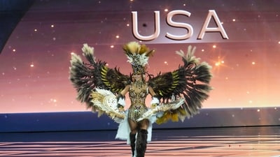 Miss USA Audrey Eckert competes in the national costume competition at the Miss Universe Beauty Pageant. (AP) Miss USA Audrey Eckert competes in the national costume competition at the Miss Universe Beauty Pageant. (AP)