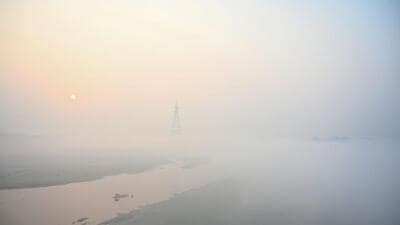 The sun is barely visible in the thick morning haze on Friday. (Sunil Ghosh /HT Photo) The sun is barely visible in the thick morning haze on Friday. (Sunil Ghosh /HT Photo)