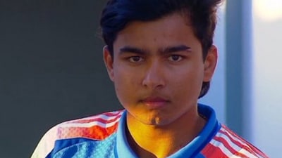 Vaibhav Suryavanshi watches on from the sidelines during India A's elimination in the Super Over. (Screengrab)