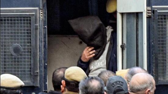 Terror accused brought to Patiala House Court in Delhi on Thursday. (ANI)