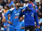 Shreyas Iyer walks off in pain after his injury at the SCG.