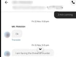 The text a Meta engineer received from a cab driver in Delhi. 