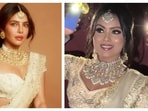 Priyanka Chopra's elegand ivory white lehenga look at Varanasi Hyderabad event was recreated by an infulencer.