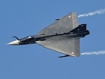 Indian Air Force's HAL Tejas fighter jet which crashed the following day performing a flying display at Al-Maktoum International Airport during the Dubai Airshow 2025 in Dubai. Indian Air Force's HAL Tejas fighter jet which crashed the following day performing a flying display at Al-Maktoum International Airport during the Dubai Airshow 2025 in Dubai.