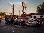 The 12-car crash had taken place around 3:30 pm at the intersection of Cheyenne Avenue and Jones Boulevard, in the northwest alley.