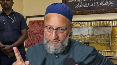 AIMIM chief Asaduddin Owaisi speaks after declaration of results for the Bihar Assembly elections, in Hyderabad, on Friday (PTI) (HT_PRINT) AIMIM chief Asaduddin Owaisi speaks after declaration of results for the Bihar Assembly elections, in Hyderabad, on Friday (PTI) (HT_PRINT)