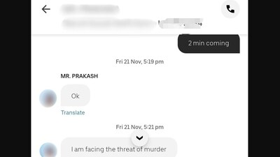 The text a Meta engineer received from a cab driver in Delhi. (X/@championswimmer) The text a Meta engineer received from a cab driver in Delhi. (X/@championswimmer)