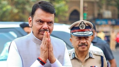 Maharashtra Chief Minister Devendra Fadnavis arrives to pay homage to the martyrs of the Samyukta Maharashtra movement on the occasion of Maharashtra State Martyrs' Memorial Day, at the Hutatma Chowk Memorial, in Mumbai. (@CMOMaharashtra/X via PTI Photo) (@CMOMaharashtra) Maharashtra Chief Minister Devendra Fadnavis arrives to pay homage to the martyrs of the Samyukta Maharashtra movement on the occasion of Maharashtra State Martyrs' Memorial Day, at the Hutatma Chowk Memorial, in Mumbai. (@CMOMaharashtra/X via PTI Photo) (@CMOMaharashtra)