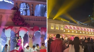 Snippets from the wedding of Ramam Raju Mantena’s daughter, Netra Mantena. (Instagram/@farhanabodi) Snippets from the wedding of Ramam Raju Mantena’s daughter, Netra Mantena. (Instagram/@farhanabodi)