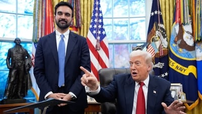 While both Trump and Mamdani had taken potshots at each other previously, the Friday meeting between them at the White House was laced with bonhomie. (Bloomberg) While both Trump and Mamdani had taken potshots at each other previously, the Friday meeting between them at the White House was laced with bonhomie. (Bloomberg)