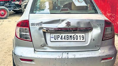 The car involved in the accident. (Parveen Kumar/HT) The car involved in the accident. (Parveen Kumar/HT)