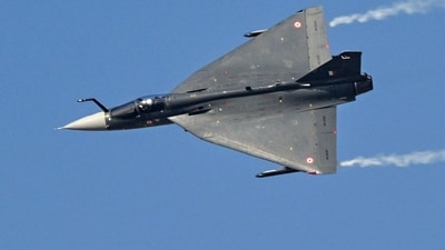 Indian Air Force's HAL Tejas fighter jet which crashed the following day performing a flying display at Al-Maktoum International Airport during the Dubai Airshow 2025 in Dubai. (AFP) Indian Air Force's HAL Tejas fighter jet which crashed the following day performing a flying display at Al-Maktoum International Airport during the Dubai Airshow 2025 in Dubai. (AFP)