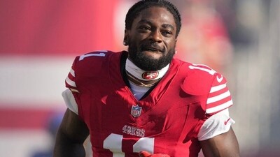 Brandon Aiyuk's injury might be a point of concern before he heads to his next NFL team. (X/@49ersSportsTalk) Brandon Aiyuk's injury might be a point of concern before he heads to his next NFL team. (X/@49ersSportsTalk)