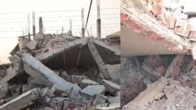 Faridabad building collapse: The cause of the collapse is yet to be ascertained. (Screengrab from PTI video) Faridabad building collapse: The cause of the collapse is yet to be ascertained. (Screengrab from PTI video)