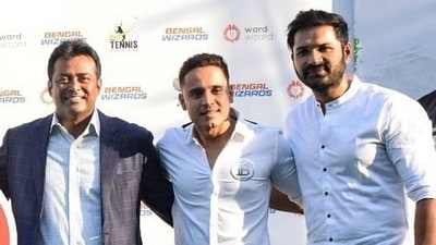 Leander Paes with TPL founders Kunal Thakkur (centre) and Mrunal Jain Leander Paes with TPL founders Kunal Thakkur (centre) and Mrunal Jain