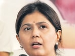 Pune, India - June 20, 2021: Bharatiya Janata Party leader Pankaja Munde addresses a press meet at Bharatmata Vachnalay. Also seen, from right, Pune mayor Murlidhar Mohol, BJP Pune president Jagdish Mulik and BJP OBC Morcha president Yogesh Tilekar at Laxminagar, in Pune, India, on Sunday, June 20, 2021. (HT Photo) (Hindustan Times) Pune, India - June 20, 2021: Bharatiya Janata Party leader Pankaja Munde addresses a press meet at Bharatmata Vachnalay. Also seen, from right, Pune mayor Murlidhar Mohol, BJP Pune president Jagdish Mulik and BJP OBC Morcha president Yogesh Tilekar at Laxminagar, in Pune, India, on Sunday, June 20, 2021. (HT Photo) (Hindustan Times)