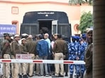 An accused in the car bomb blast near Red Fort, face covered, being brought to the Patiala House Court, in New Delhi. An accused in the car bomb blast near Red Fort, face covered, being brought to the Patiala House Court, in New Delhi.