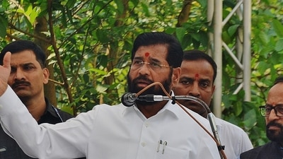 “Even Ravana was arrogant, and hence his Lanka was burnt down,” Eknath Shinde said. (HT Photo/ Praful Gangurde)