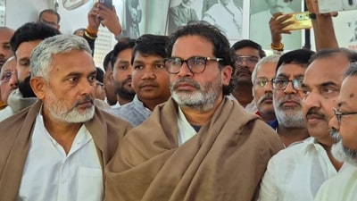 Jan Suraaj chief Prashant Kishor addresses the media after his day-long silent fast, in West Champaran. (Hindustan Times)