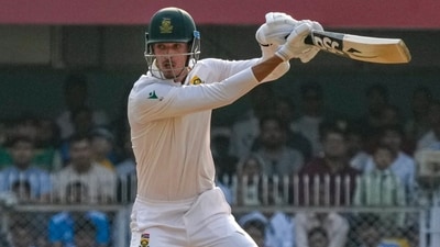 Marco Janson struck six fours and seven sixes in his 91-ball blitz before he dragged a delivery from Kuldeep Yadav onto his stumps, and the innings ended after 151.1 overs. (PTI) Marco Janson struck six fours and seven sixes in his 91-ball blitz before he dragged a delivery from Kuldeep Yadav onto his stumps, and the innings ended after 151.1 overs. (PTI)