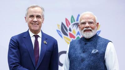 Prime Minister Narendra Modi shakes hands with Canada Prime Minister Mark Carney during a bilateral meeting on the sidelines of G20 Summit, in Johannesburg on Sunday. (DPR PMO) Prime Minister Narendra Modi shakes hands with Canada Prime Minister Mark Carney during a bilateral meeting on the sidelines of G20 Summit, in Johannesburg on Sunday. (DPR PMO)