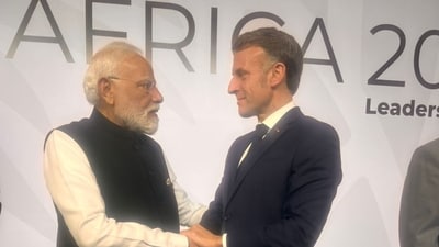 “Delighted to meet President Macron during the Johannesburg G20 Summit," PM Modi posted on X. (X/ @narendramodi) “Delighted to meet President Macron during the Johannesburg G20 Summit," PM Modi posted on X. (X/ @narendramodi)