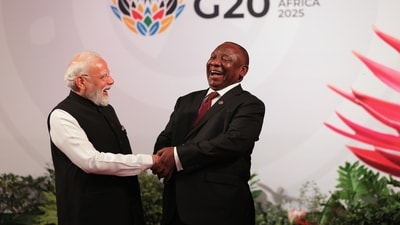 President Cyril Ramaphosa assured South Africa's complete support to India for its upcoming chairship of BRICS in 2026. (AP) President Cyril Ramaphosa assured South Africa's complete support to India for its upcoming chairship of BRICS in 2026. (AP)