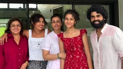 Priyanka Chopra in a new BTS pic from the shoot of Varanasi. Priyanka Chopra in a new BTS pic from the shoot of Varanasi.