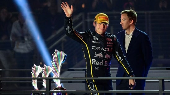 It is the second time in three years that Max Verstappen has won on the streets of Las Vegas. (AFP)