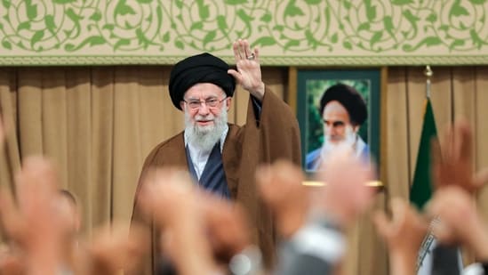 A handout picture provided by the office of Iran's Supreme Leader Ayatollah Ali Khamenei shows him addressing a meeting with students in Tehran on November 3, 2025. (AFP)