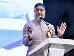 AIMIM Chief and Hyderabad MP Asaduddin Owaisi at a public gathering in Hyderabad on Sunday. AIMIM Chief and Hyderabad MP Asaduddin Owaisi at a public gathering in Hyderabad on Sunday.
