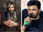 Prabhas in The Raja Saab poster and (right) director Maruthi