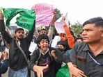 Some demonstrators allegedly used pepper spray on police personnel. (ANI photo) Some demonstrators allegedly used pepper spray on police personnel. (ANI photo)