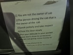A Bengaluru commuter shared a cab signboard listing strict passenger rules.(Reddit/CluelessFounder_)