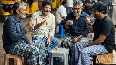 Even popular Tollywood directors like SS Rajamouli, Trivikram Srinivas, Sukumar B and Puri Jagannadh chatted away in lungis. (Instagram: SuryaTeja Kandukuri/thebackpackerboy) Even popular Tollywood directors like SS Rajamouli, Trivikram Srinivas, Sukumar B and Puri Jagannadh chatted away in lungis. (Instagram: SuryaTeja Kandukuri/thebackpackerboy)