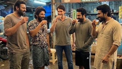 Fans were thrilled to see so many Tollywood stars together and looking relatably laidback, even if it was in a picture imagined by AI. (Instagram: SuryaTeja Kandukuri/thebackpackerboy) Fans were thrilled to see so many Tollywood stars together and looking relatably laidback, even if it was in a picture imagined by AI. (Instagram: SuryaTeja Kandukuri/thebackpackerboy)
