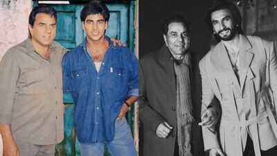 Dharmendra with Akshay Kumar and Ranveer Singh Dharmendra with Akshay Kumar and Ranveer Singh