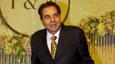 Actor Dharmendra during the wedding reception of Ira Khan, daughter of actor Aamir Khan, and Nupur Shikhare, in Mumbai. (PTI File) Actor Dharmendra during the wedding reception of Ira Khan, daughter of actor Aamir Khan, and Nupur Shikhare, in Mumbai. (PTI File)