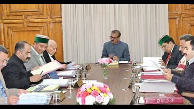 Himachal Pradesh chief minister Sukhvinder Singh Sukhu during a meeting with Cabinet ministers in Shimla on Monday. (HT Photo) Himachal Pradesh chief minister Sukhvinder Singh Sukhu during a meeting with Cabinet ministers in Shimla on Monday. (HT Photo)