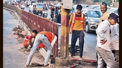 M G Road resident Shafi Shaikh, who has witnessed the situation deteriorate over two decades, said that the sudden restoration work has brought visible relief to locals. (HT) M G Road resident Shafi Shaikh, who has witnessed the situation deteriorate over two decades, said that the sudden restoration work has brought visible relief to locals. (HT)