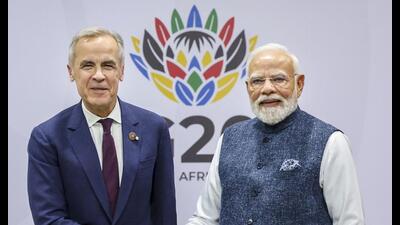 Prime Minister Narendra Modi during a meeting with his Canadian counterpart Mark Carney on the sidelines of the G20 Leaders' Summit in Johannesburg, South Africa. (PMO) Prime Minister Narendra Modi during a meeting with his Canadian counterpart Mark Carney on the sidelines of the G20 Leaders' Summit in Johannesburg, South Africa. (PMO)