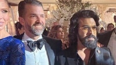 Donald Trump Jr and Ram Charan posed for pictures together at the Udaipur wedding. Donald Trump Jr and Ram Charan posed for pictures together at the Udaipur wedding.
