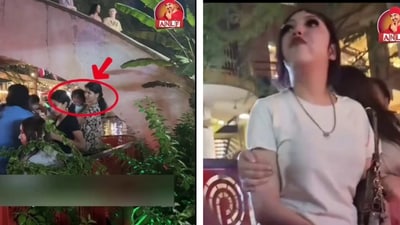 A woman (L) was filmed hurling obscenities before pepper spraying 8 people (Instagram/@america_nri_la_frustration) A woman (L) was filmed hurling obscenities before pepper spraying 8 people (Instagram/@america_nri_la_frustration)